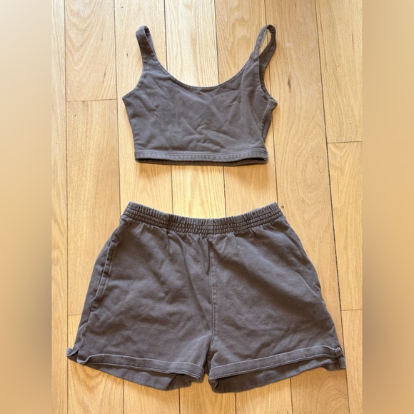 Beautiful Brandy Melville brown Lydia Tank and Shorts set - Picture 2 of 3